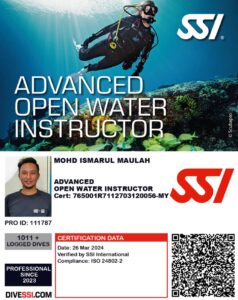 Mohd Ismarul Advanced Open Water Instructor SSI ID
